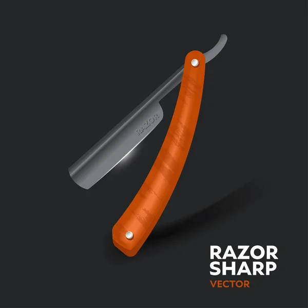 Straight Razor Isolated Black Background — Stock Vector