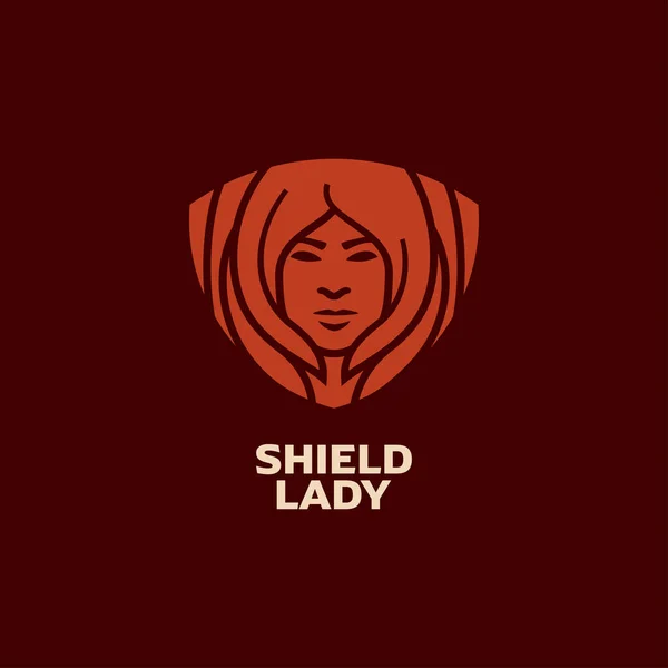 Reina Escudo Mujer Logo Diseño — Vector de stock