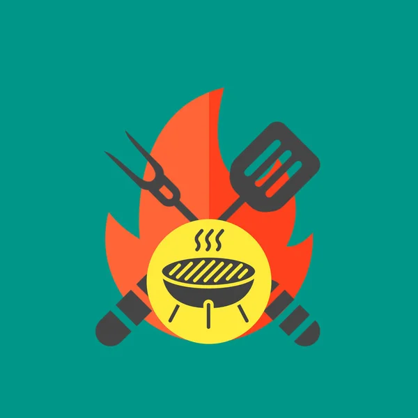  Mutfak malzemesi logo vektörü, ateş yakma arkaplanı, vektör illüstrasyonu