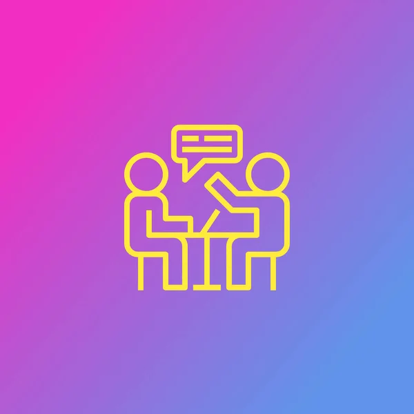 İş toplantısı, ofiste konferans, gradyan arka plan, düz çizgi vektörü Simgesi