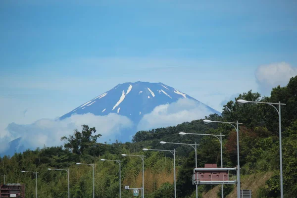 Hora Fuji Zatažená Obloha — Stock fotografie