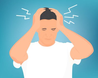 genç adam bir baş ağrısı vardır