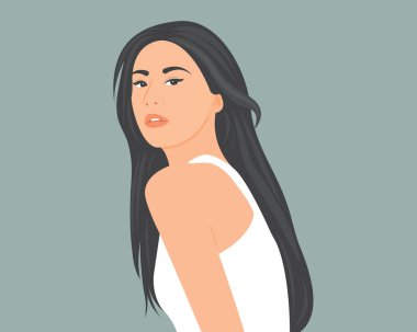 Güzel vücutlu güzel bir kadın. Hayatın tadını çıkar. Sağlığınıza dikkat edin. Vektör illüstrasyonu.