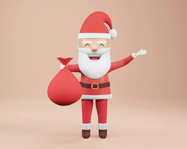 Render Feliz Ano Novo Feliz Cartão Natal Papai Noel Com — Fotografia de Stock