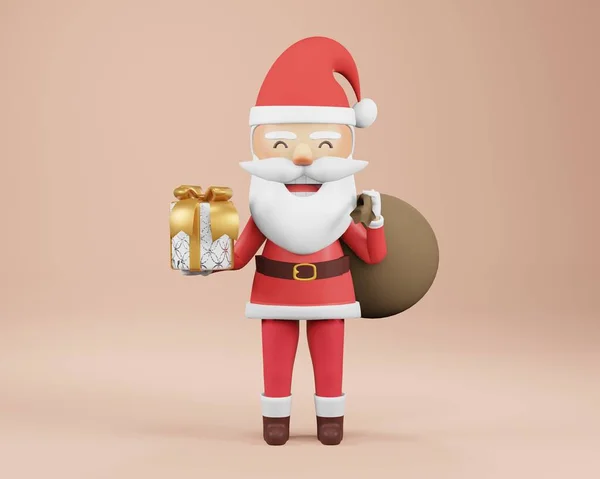 Render Babbo Natale Con Regalo Buon Natale Babbo Natale Contenente — Foto Stock