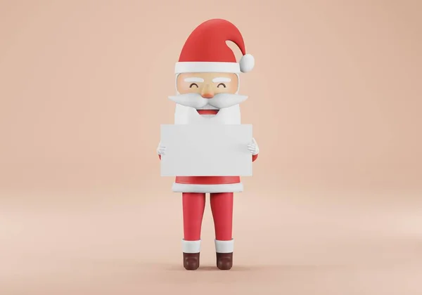 Render Santa Claus Personaje Dibujos Animados Navidad Mirando Por Encima — Foto de Stock