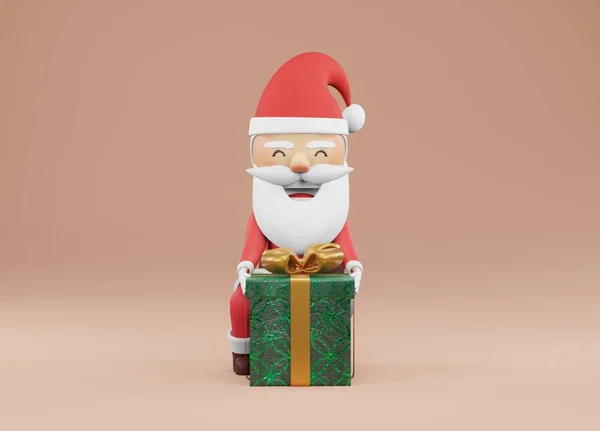 3Dレンダリング クリスマスお祝い サンタクロースのギフトボックスを開く — ストック写真
