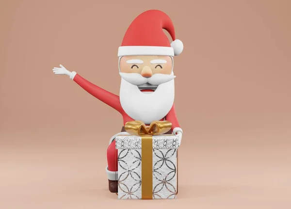 Render Celebrazione Natale Babbo Natale Confezione Regalo Apertura — Foto Stock