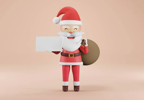Render Babbo Natale Personaggio Dei Cartoni Animati Natale Sbirciando Sopra — Foto Stock
