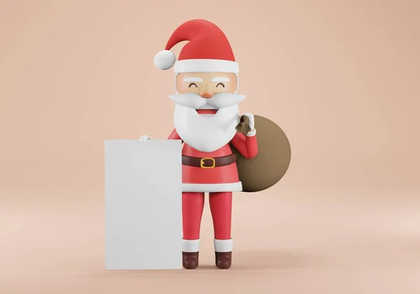 Render Babbo Natale Personaggio Dei Cartoni Animati Natale Sbirciando Sopra — Foto Stock