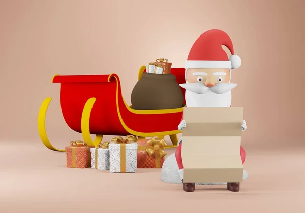 Render Feliz Año Nuevo Feliz Navidad Tarjeta Lista Comprobación Santa — Foto de Stock