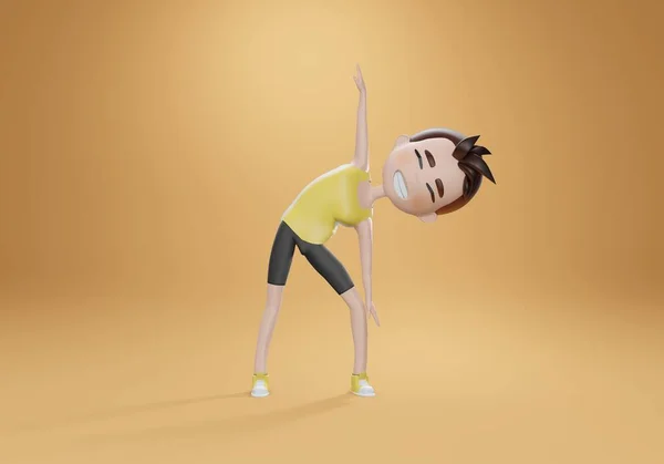 Renderen Rekken Yoga Jongen Geïsoleerde Achtergrond Sport Yoga Fitness Concept — Stockfoto