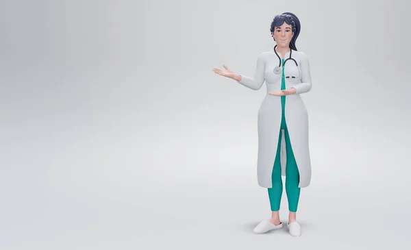 Personagem Desenho Animado Médico Vestindo Jaleco Branco Estetoscópio Clipe Arte — Fotografia de Stock