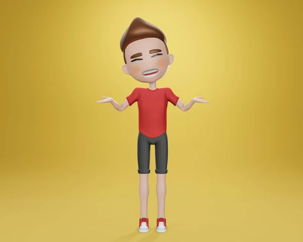 3D渲染卡通人物红色衬衫和黑色裤子 — 图库照片