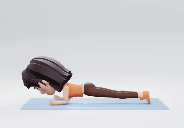 Karın Egzersizi Yapan Kadın Plank Ile Tanıtım Yapıyor — Stok fotoğraf