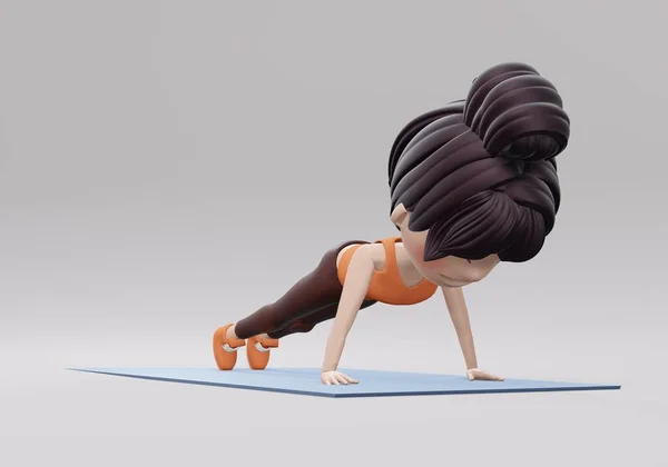 Renderização Mulheres Exercitam Com Uma Postura Archer Push Ups Treino — Fotografia de Stock