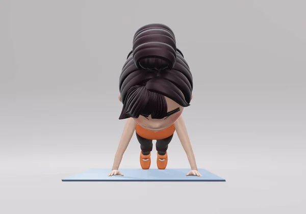3Dレンダリング アーチャー プッシュ アップのポーズで女性運動 トレーニングは腹部 肩の筋肉を対象としています — ストック写真