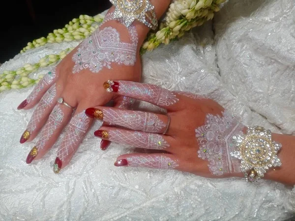 Cerimónia Casamento Manicure Desenhado Mão — Fotografia de Stock