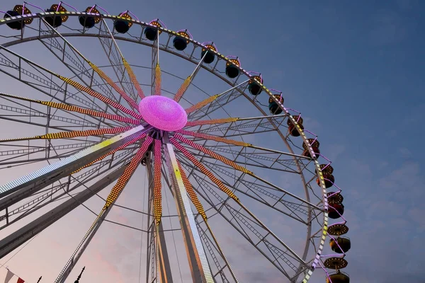 Nuremberg Folk Festival 2022 Night Very Impressive Light Shows Rides — Stock Photo, Image