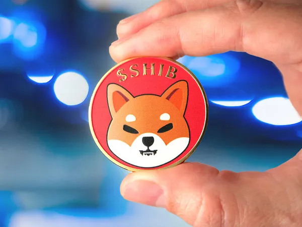 Rostock, Almanya - Kasım 09, 2021: Shibainu sembollü bir Shiba inu jetonu, Shibainu sembollü bir kadın, Shiba marka yatırım ve ticaret konsepti