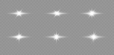 Göz kamaştırıcı bir ışık. Parlak Yıldız. Sihirli toz. Harika bir vektör. Parlak güneş. Göz kamaştırıcı. Parlayan ışın. Döküntü.