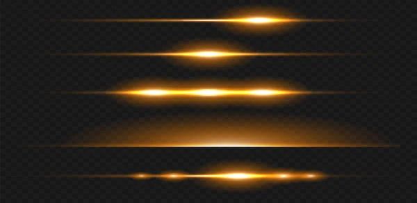 一组光的效果 闪烁着光芒 明亮的光束 发光的线条 圣诞闪光灯 金色矢量插图 — 图库矢量图片