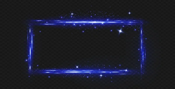 Прямокутна Рамка Світловими Ефектами Синя Рамка Векторні Ілюстрації Eps — стоковий вектор