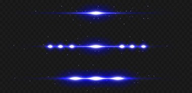 Mavi renkli vektör illüstrasyonu. Bir dizi ışık efekti. Parılda ve parla. Parlak ışık huzmeleri. Parlak çizgiler. Vektör çizimi. Toz. Noel Flaşı.