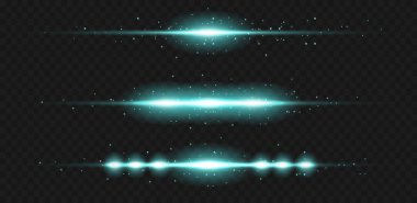 Mavi renkli vektör illüstrasyonu. Bir dizi ışık efekti. Parılda ve parla. Parlak ışık huzmeleri. Parlak çizgiler. Vektör çizimi. Toz. Noel Flaşı.