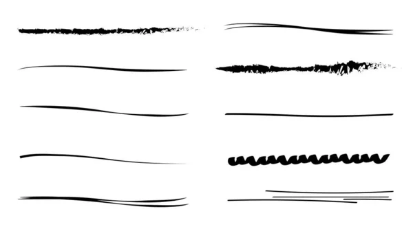 波状の水平方向の芸術的なブラシのセット ベクトルグランジブラシのセット マーカーストロークのコレクション — ストックベクタ