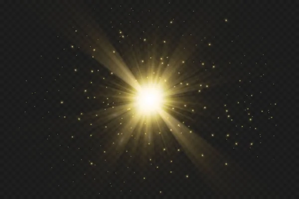 Light Effects Glare Glitter Explosion Golden Light Vector Illustration Shining — Stock Vector