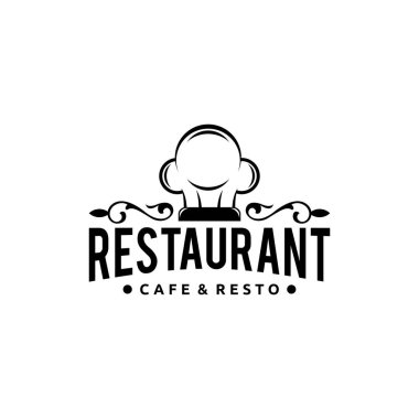 Restoran logosu tasarımı, oymalı ve aşçı şapkalı.