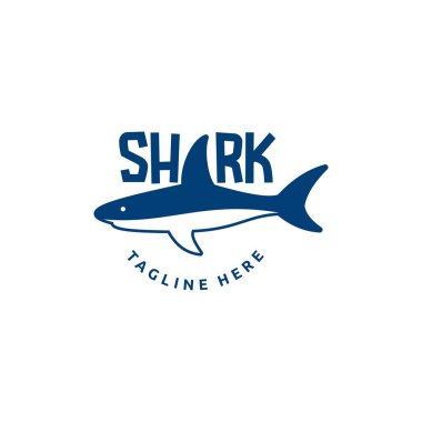 Köpekbalığı logosu tasarım illüstrasyonu