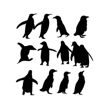Penguen silueti vektör çizimi