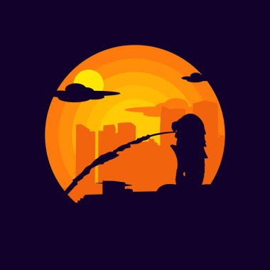 Singapur manzara vektör illüstrasyonu