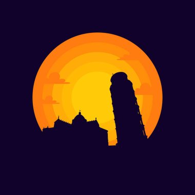 Pisa görünüm vektör illüstrasyonunun İtalyan kulesi