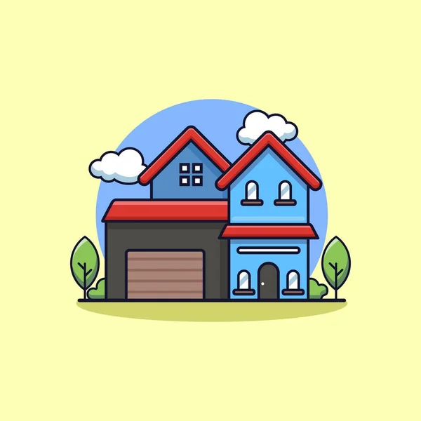 Diseño Ilustración Vectorial Casa Dos Pisos — Vector de stock