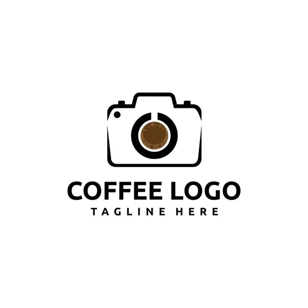 Dükkanlar Kahve Dükkanları Restoranlar Kafe Işletmeleri Için Kamera Kahve Logosu — Stok Vektör