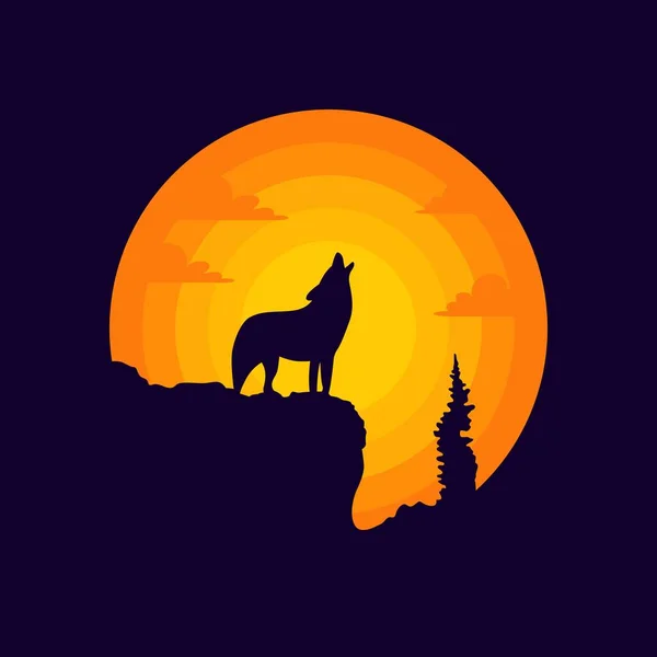 Vector Illustration Roaring Wolf — Stock Vector