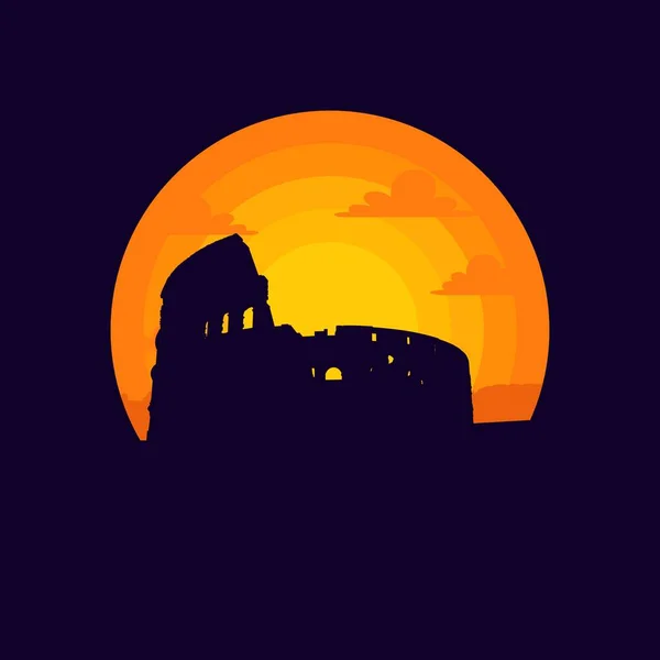 Italská Koloseum Scenérie Vektorová Ilustrace — Stockový vektor