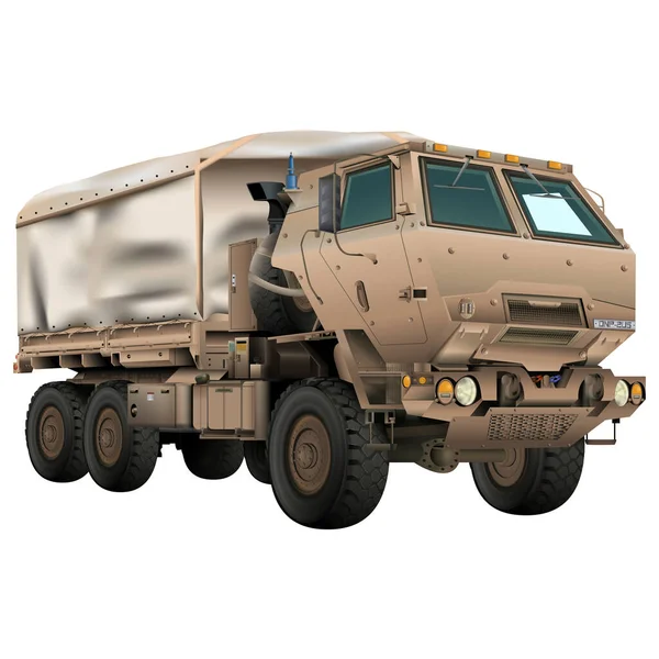 Camion Militaire Couvertures Remorque M142 Himars Dans Style Réaliste Véhicule — Photo