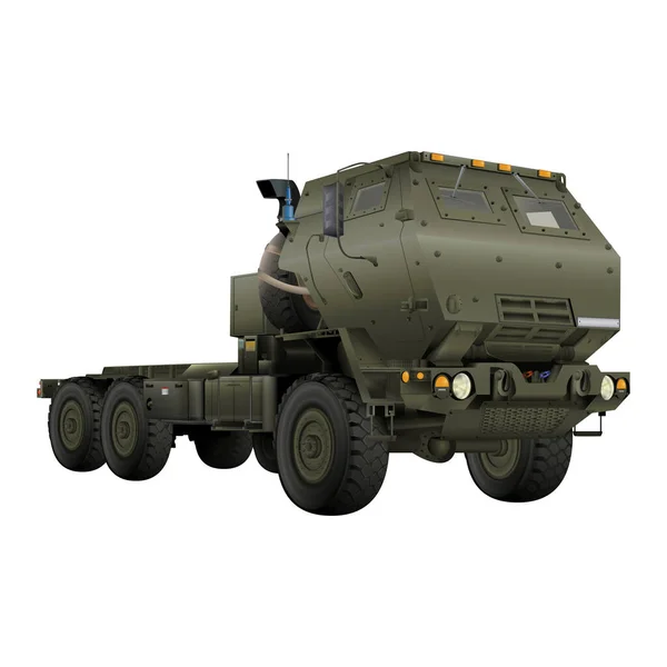 M142 Vrachtwagenchauffeurs Artillerie Rakettensysteem Met Hoge Mobiliteit Kleurrijke Illustratie Een — Stockfoto
