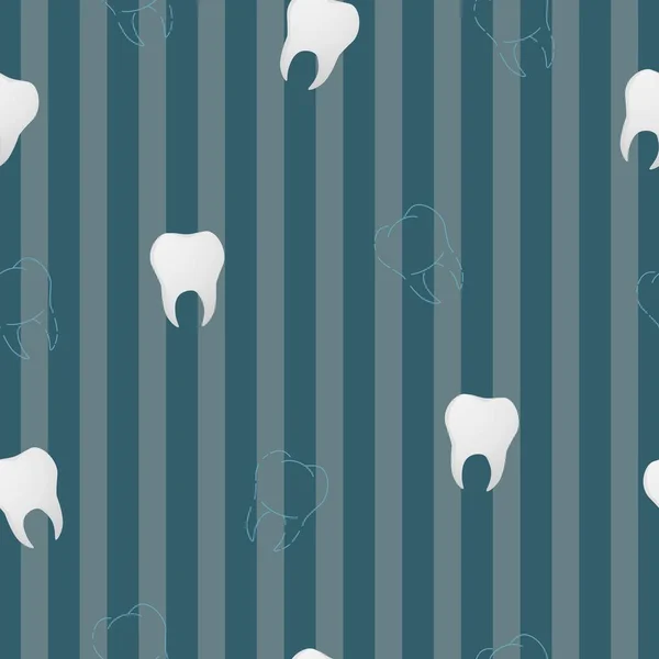 Tooth Line Art Pattern Stile Realistico Esperienza Dentale Illustrazione Vettoriale — Vettoriale Stock