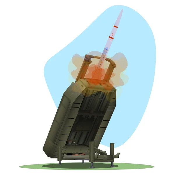 Sistema Defensa Aérea Sistema Cohetes Artillería Misil Cohete Ilustración Vectorial — Vector de stock