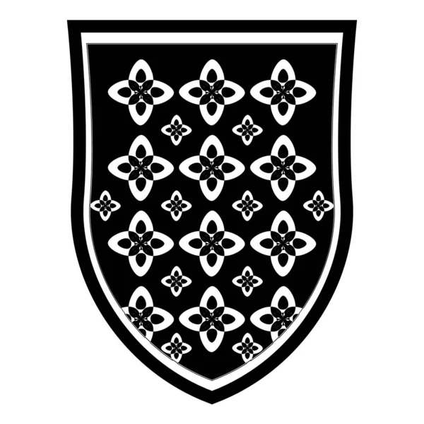 轮廓中的纹章盾 线形的臂章 经典的皇家徽章 在白色背景上孤立的向量图 — 图库矢量图片