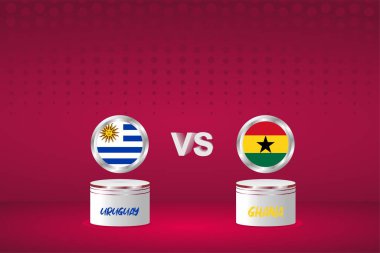 Country Flag Background Uruguay Kamerun 'a karşı, 2022 Dünya Futbol Şampiyonası Katar' da. Grup faz eşleşmesi. Posterler, broşürler, vektör geçmişleri.