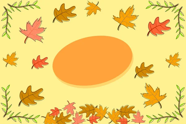 Autumn Theme Background Vector Autumn Leaves Color Signature Blank Space — Stock Vector