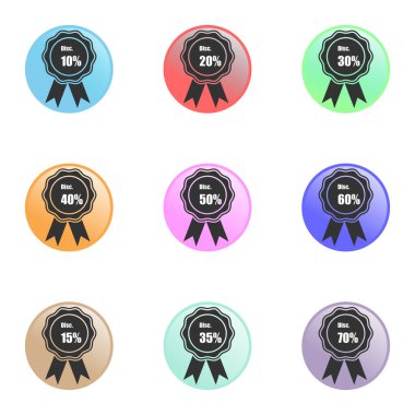 İndirimli etiket şeridi vektörü. Ürün etiketleri, gıda promosyonları ve diğer işletmeler için uygun