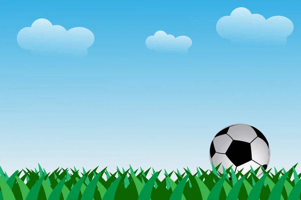 Ballon Football Vecteur Herbe Terrain Adapté Pour Célébration Coupe Monde — Image vectorielle