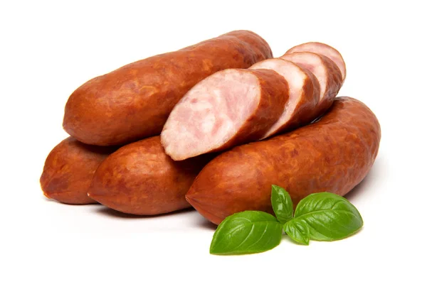 Smoked Pork Sausages Grill Isolated White Background — Stock Photo, Image